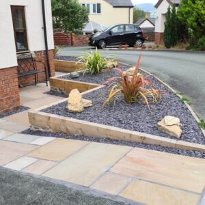 Stone Patio with Fire Pit 6 - Welshpool - RDE Services